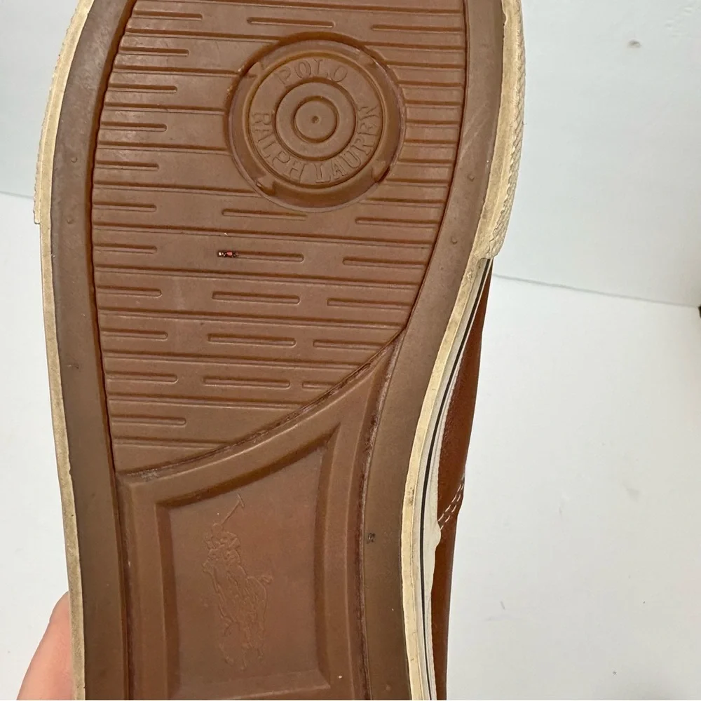 Polo Ralph Lauren Vaughn Shoes Sneakers Tan Brown Leather Lace-up Men’s size 12D